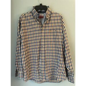 Wrangler George Strait Shirt Mens Blue  Red Plaid Long Sleeve Cowboy Cut